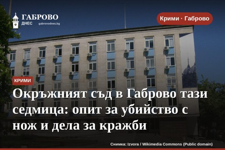 Окръжният съд в Габрово тази седмица: опит за убийство с нож и дела за кражби