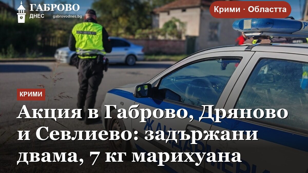 Акция в Габрово, Дряново и Севлиево: задържани двама, 7 кг марихуана