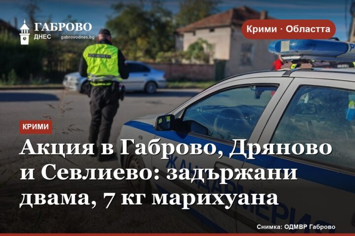 Акция в Габрово, Дряново и Севлиево: задържани двама, 7 кг марихуана